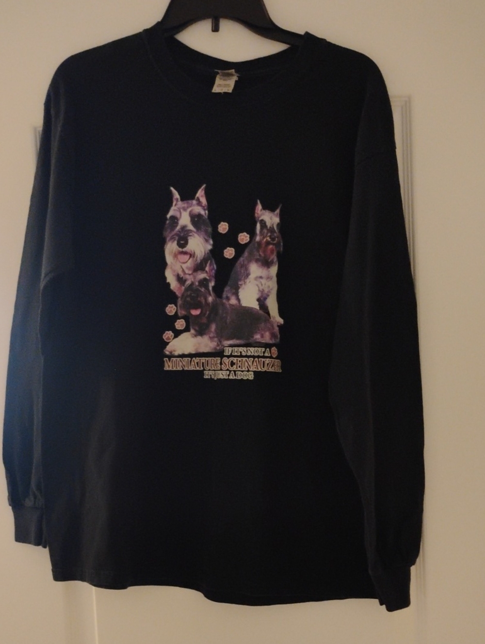 Gildan Black Long-Sleeve Miniature Schnauzer Graphic Tee